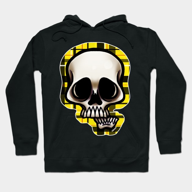 Yellow Plaid Skull Hoodie by Jan Grackle